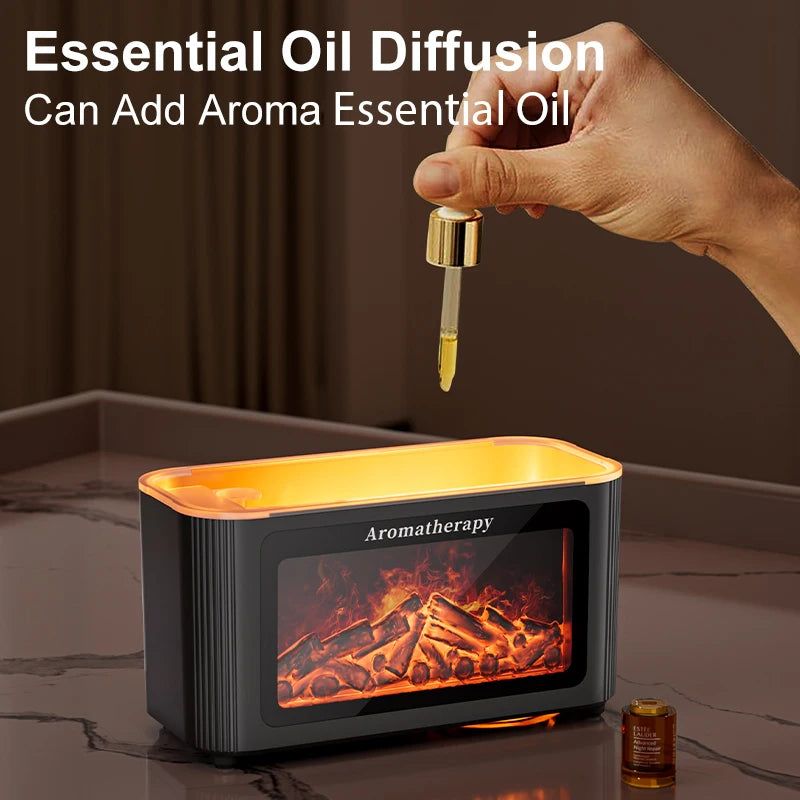 Aroma-Diffusor in Kaminholz-Optik mit Flammeneffekt – Ansicht 4
