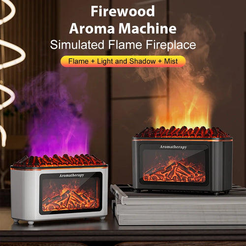 Aroma-Diffusor in Kaminholz-Optik mit Flammeneffekt