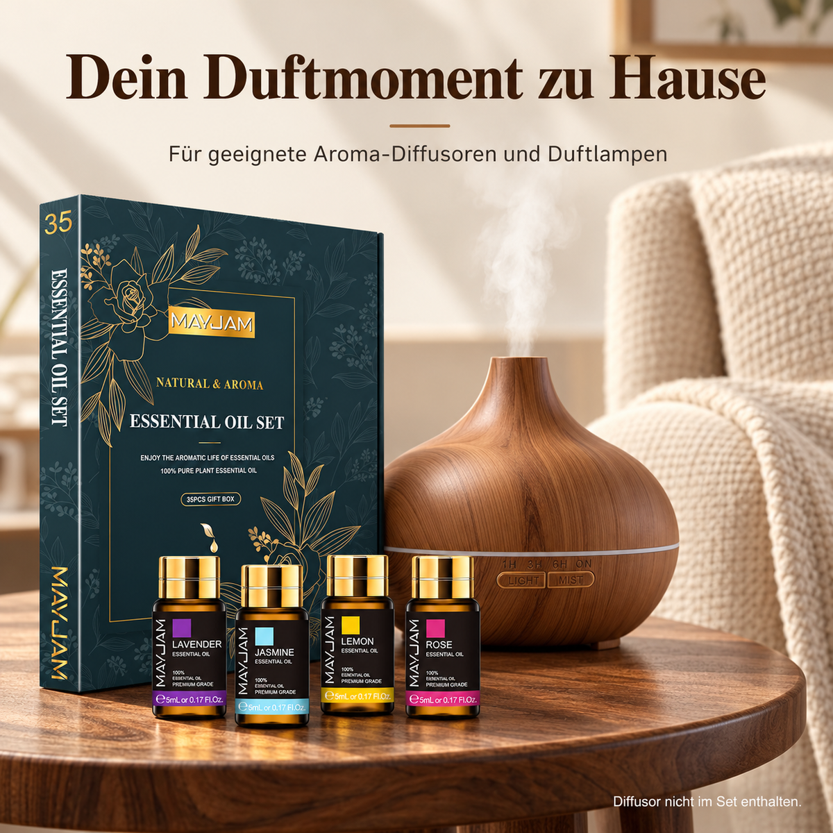 MAYJAM Duftöle für geeignete Aroma-Diffusoren und Duftlampen im gemütlichen Wohnbereich