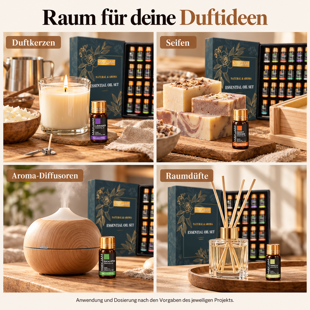 Duftideen mit MAYJAM Ölen für Duftkerzen, Seifen, Aroma-Diffusoren und Raumdüfte