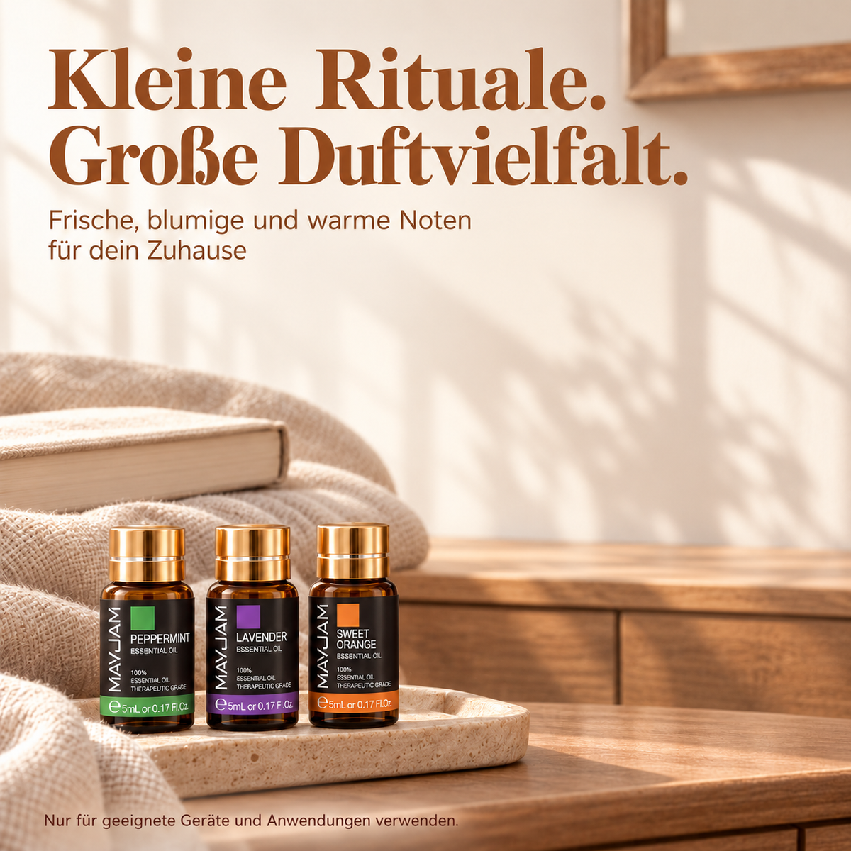 MAYJAM Duftöle mit frischen, blumigen und warmen Noten im Wohnambiente