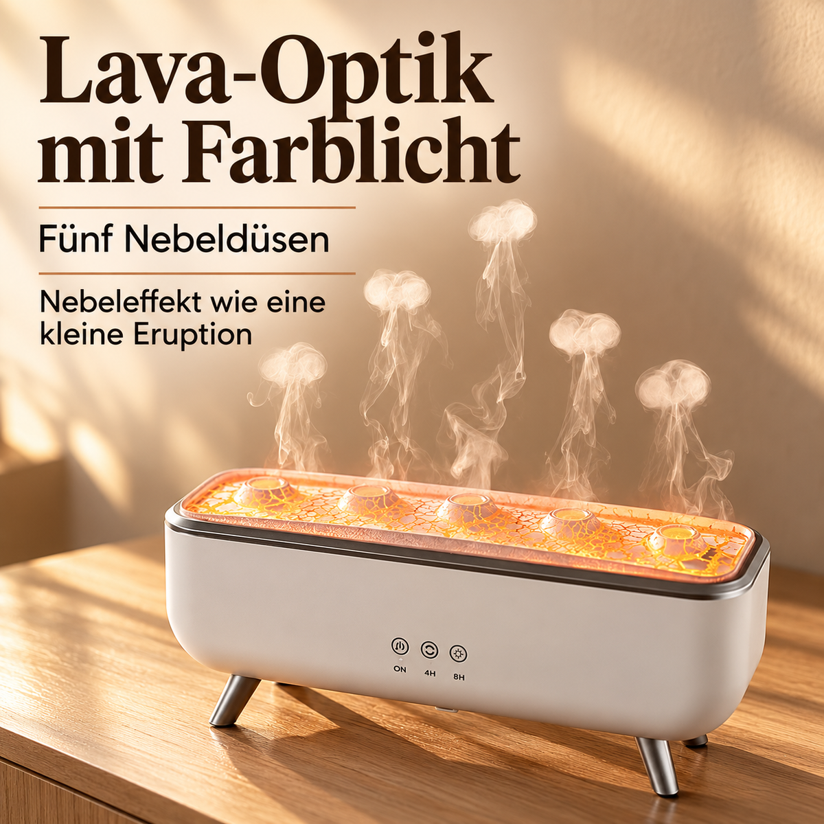 Aroma-Luftbefeuchter Qualle mit beleuchteter Lava-Optik und fünf Nebeldüsen